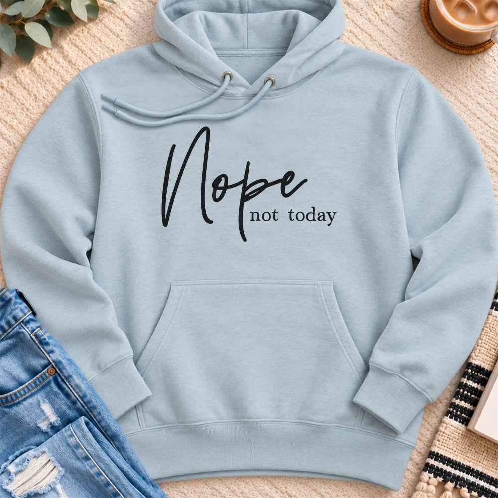 Nope Not Today Premium Hoodie in Blue Mist - Quiet Chaos Co unisex mental health hoodie