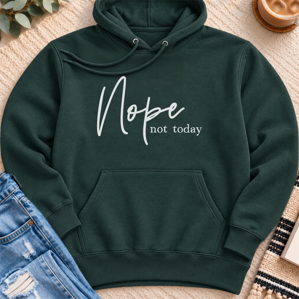 Nope Not Today Premium Hoodie in Sports Green - Quiet Chaos Co unisex mental health hoodie