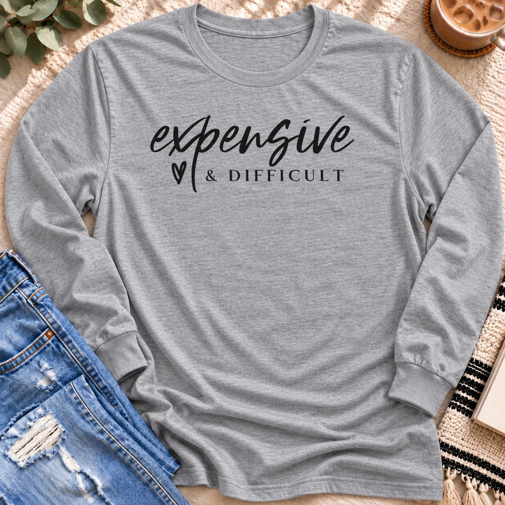 Expensive and Difficult Long Sleeve in Sport Grey - Quiet Chaos Co unisex mental health long sleeve