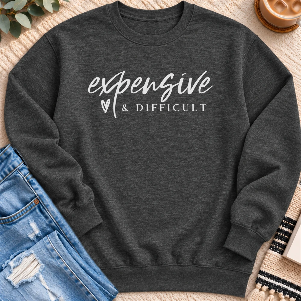 Expensive and Difficult Sweatshirt in Charcoal Heather - Quiet Chaos Co unisex mental health sweatshirt