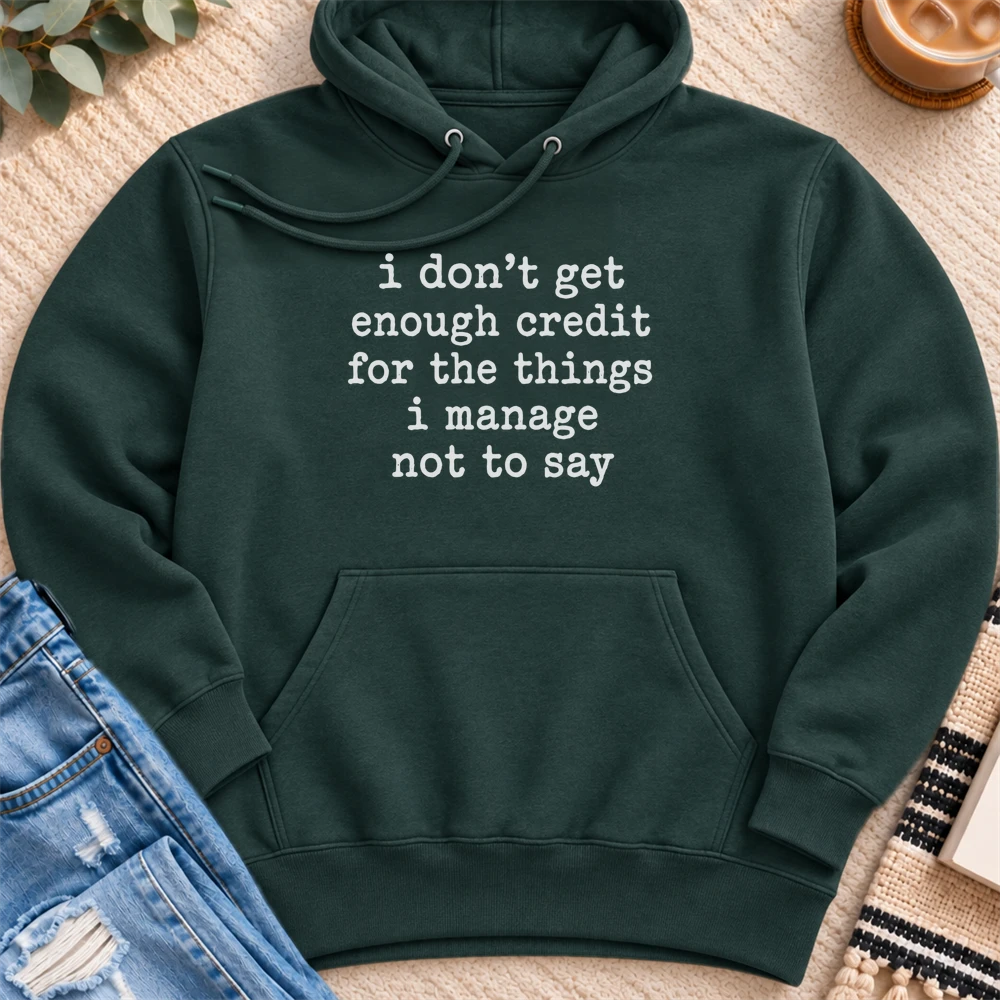 I Don't Get Enough Credit Premium Hoodie in Sports Green - Quiet Chaos Co unisex mental health hoodie
