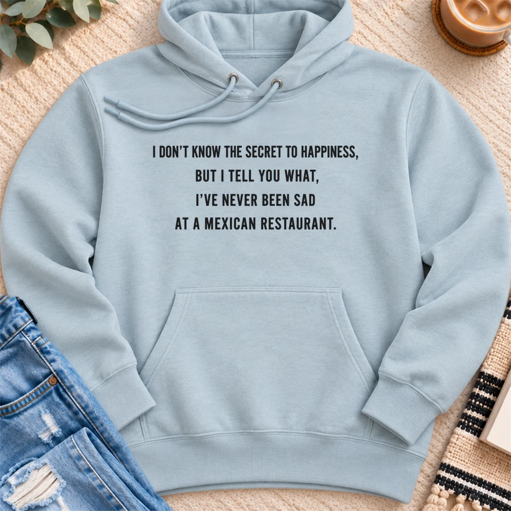 I Don't Know the Secret to Happiness Premium Hoodie in Blue Mist - Quiet Chaos Co unisex mental health hoodie