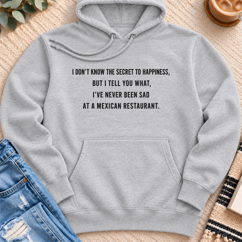 I Don't Know the Secret to Happiness Premium Hoodie in Heather Grey - Quiet Chaos Co unisex mental health hoodie