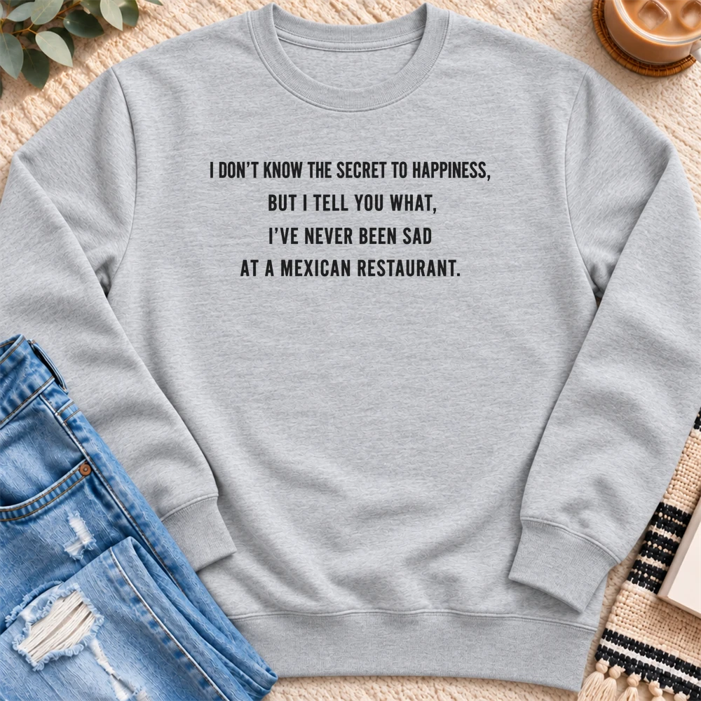 I Don't Know the Secret to Happiness Sweatshirt in Heather Grey - Quiet Chaos Co unisex mental health sweatshirt