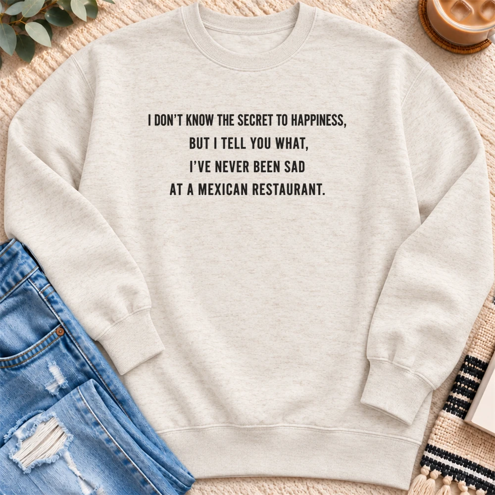 I Don't Know the Secret to Happiness Sweatshirt in Oatmeal Heather - Quiet Chaos Co unisex mental health sweatshirt