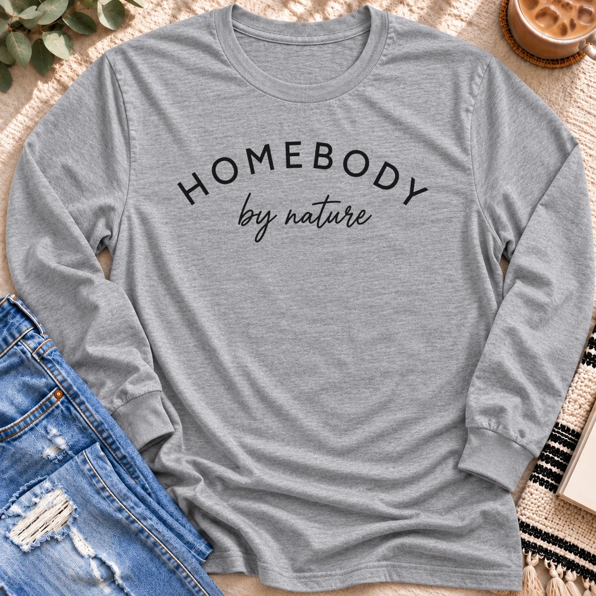 Homebody by Nature Long Sleeve in Sport Grey - Quiet Chaos Co unisex mental health long sleeve tee