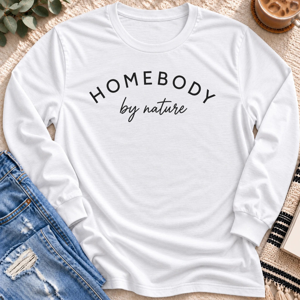 Homebody by Nature Long Sleeve in White - Quiet Chaos Co unisex mental health long sleeve tee