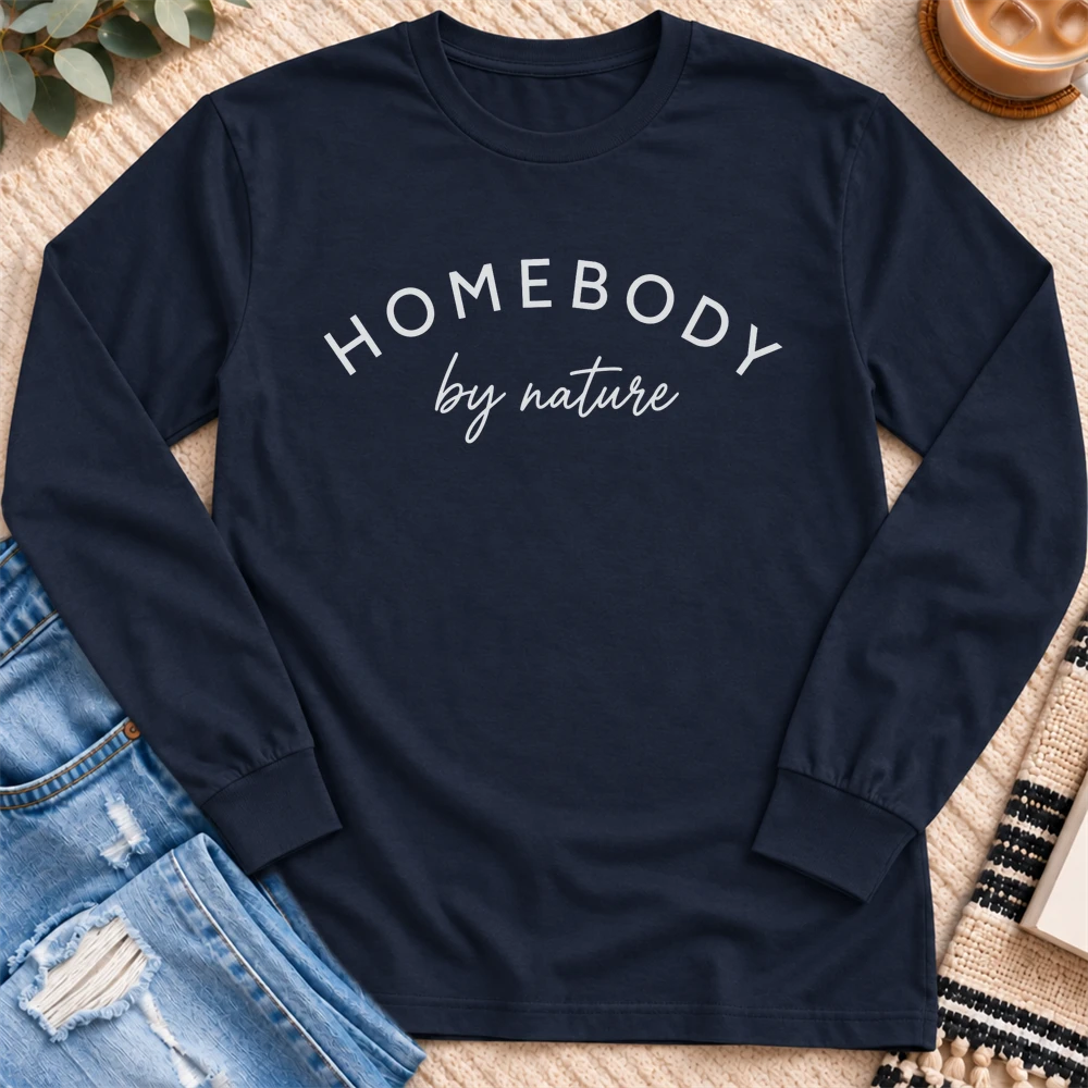 Homebody by Nature Long Sleeve in Navy - Quiet Chaos Co unisex mental health long sleeve tee