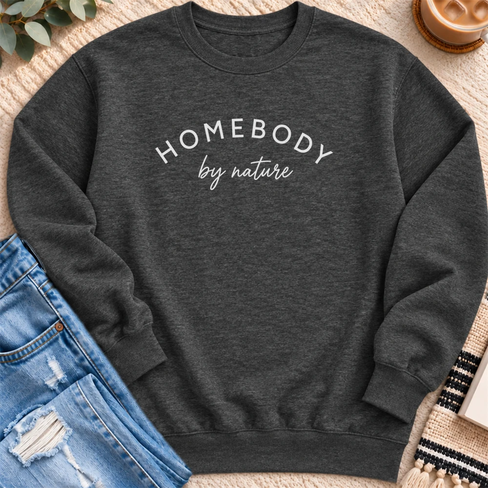 Homebody by Nature Sweatshirt in Charcoal Heather - Quiet Chaos Co unisex mental health sweatshirt