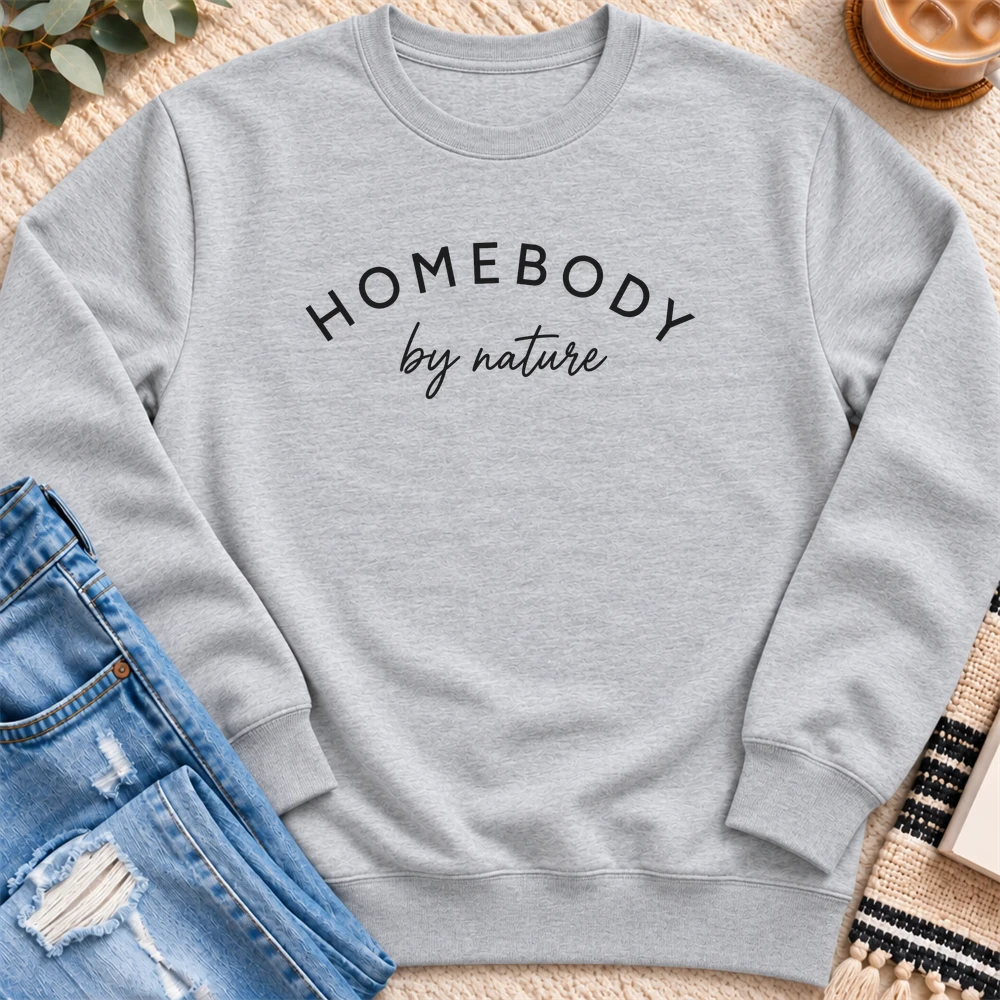 Homebody by Nature Sweatshirt in Heather Grey - Quiet Chaos Co unisex mental health sweatshirt