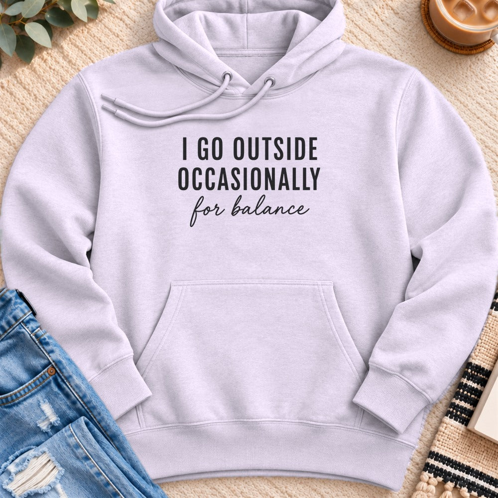 I go Outside Occasionally Premium Hoodie in Lilac - Quiet Chaos Co unisex mental health hoodie