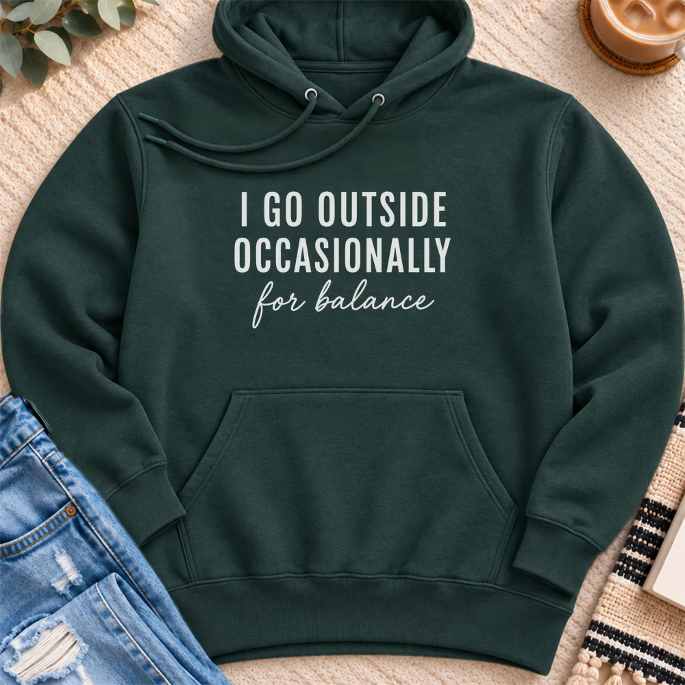 I go Outside Occasionally Premium Hoodie in Sports Green - Quiet Chaos Co unisex mental health hoodie