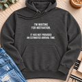 Waiting for Motivation, No Arrival Time Premium Hoodie in Charcoal Heather - Quiet Chaos Co unisex mental health hoodie