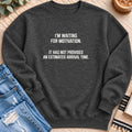 Waiting for Motivation, No Arrival Time Sweatshirt in Charcoal Heather - Quiet Chaos Co unisex mental health sweatshirt