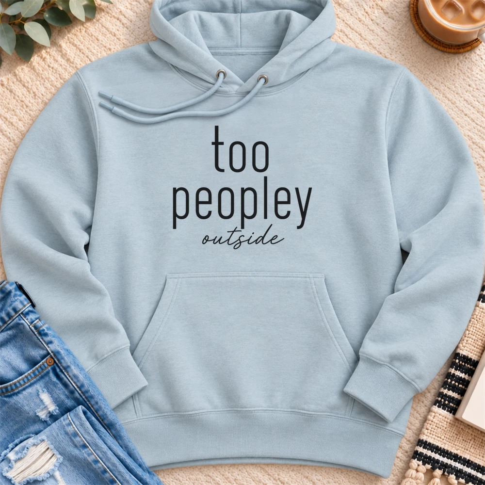 Too Peopley Outside Premium Hoodie in Blue Mist - Quiet Chaos Co unisex mental health hoodie