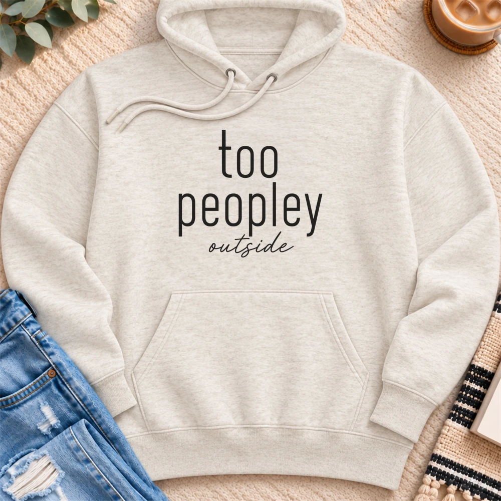 Too Peopley Outside Premium Hoodie in Oatmeal Heather - Quiet Chaos Co unisex mental health hoodie