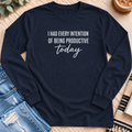 Had Every Intention of Being Productive Long Sleeve in Navy - Quiet Chaos Co unisex mental health long sleeve tee