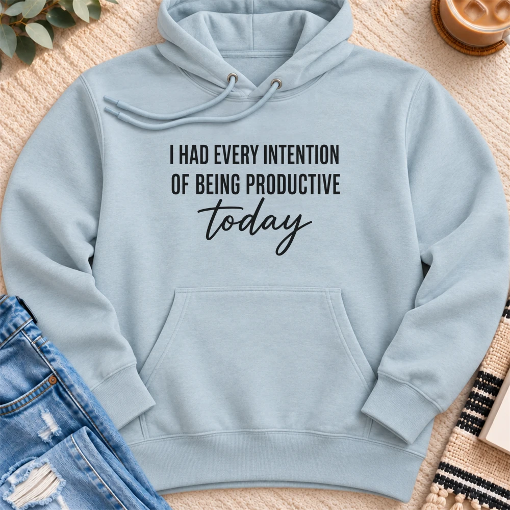 Had Every Intention of Being Productive Premium Hoodie in Blue Mist - Quiet Chaos Co unisex mental health hoodie