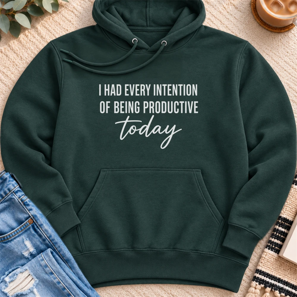 Had Every Intention of Being Productive Premium Hoodie in Sports Green - Quiet Chaos Co unisex mental health hoodie