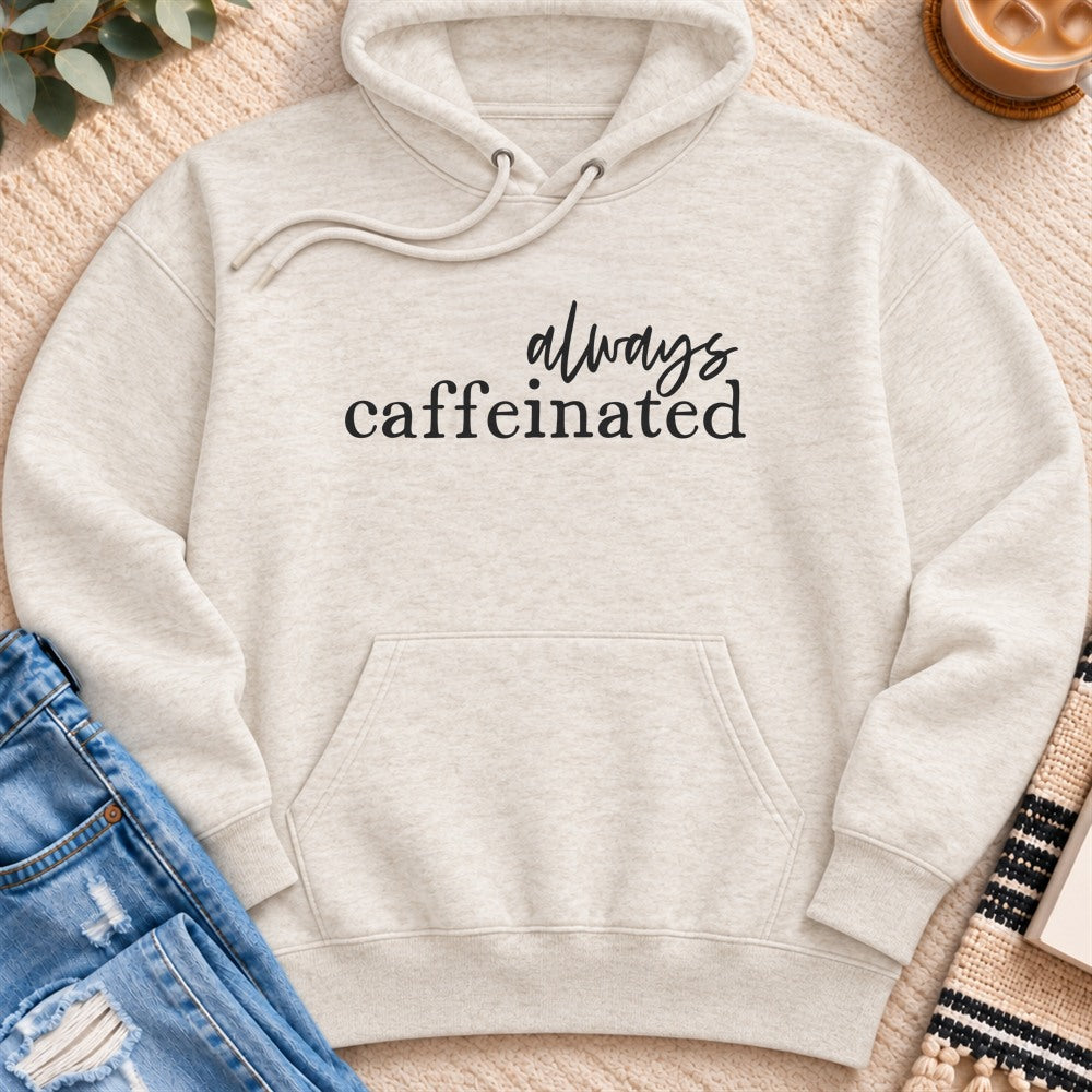 Always Caffeinated Premium Hoodie in Oatmeal Heather - Quiet Chaos Co unisex mental health hoodie
