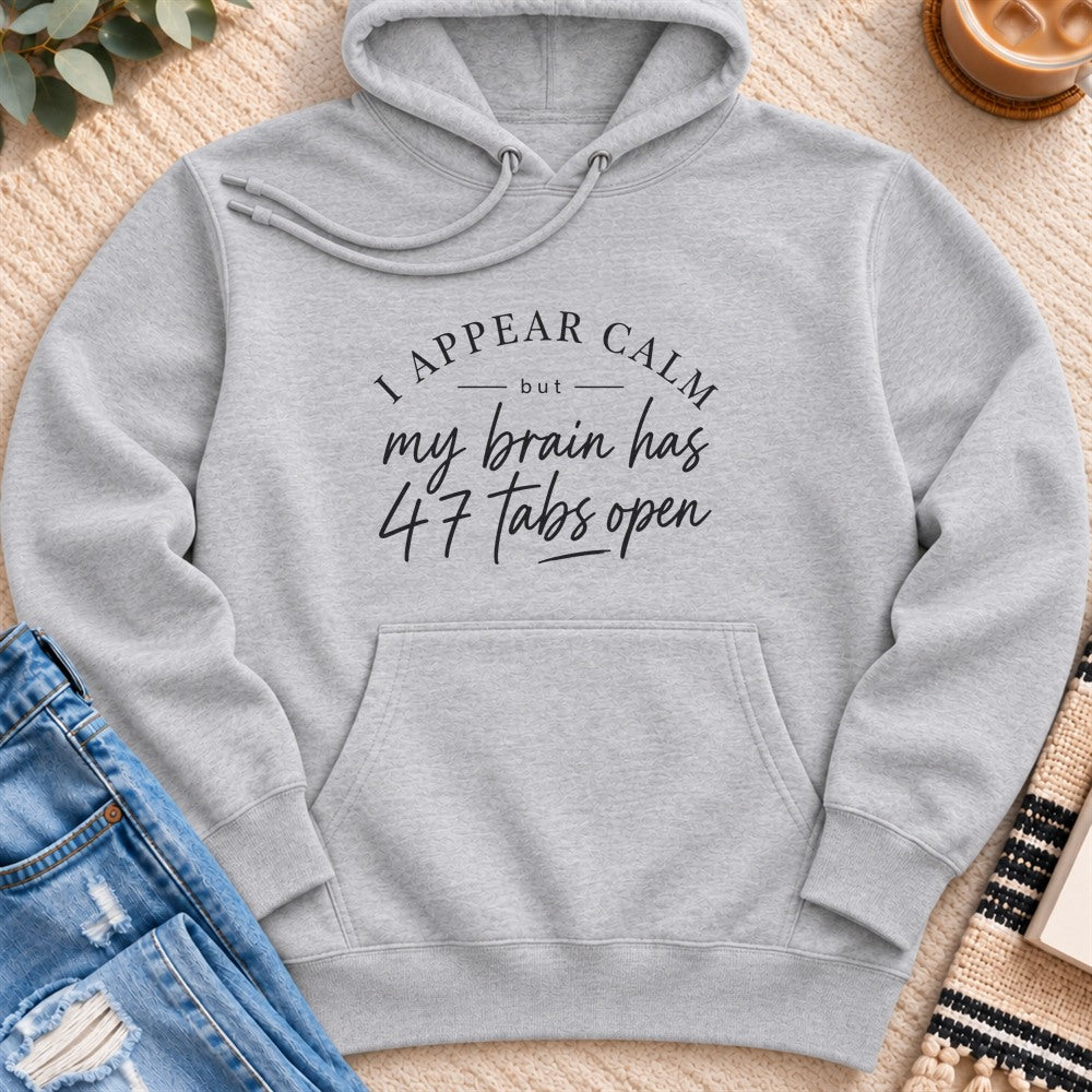 I Appear Calm Premium Hoodie in Heather Grey - Quiet Chaos Co unisex mental health hoodie