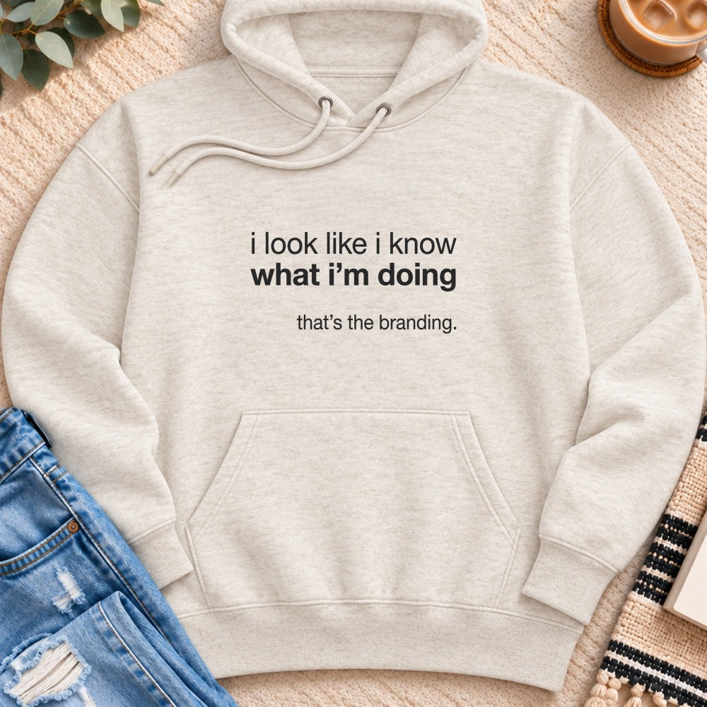 That's the Branding Premium Hoodie in Oatmeal Heather - Quiet Chaos Co unisex mental health hoodie