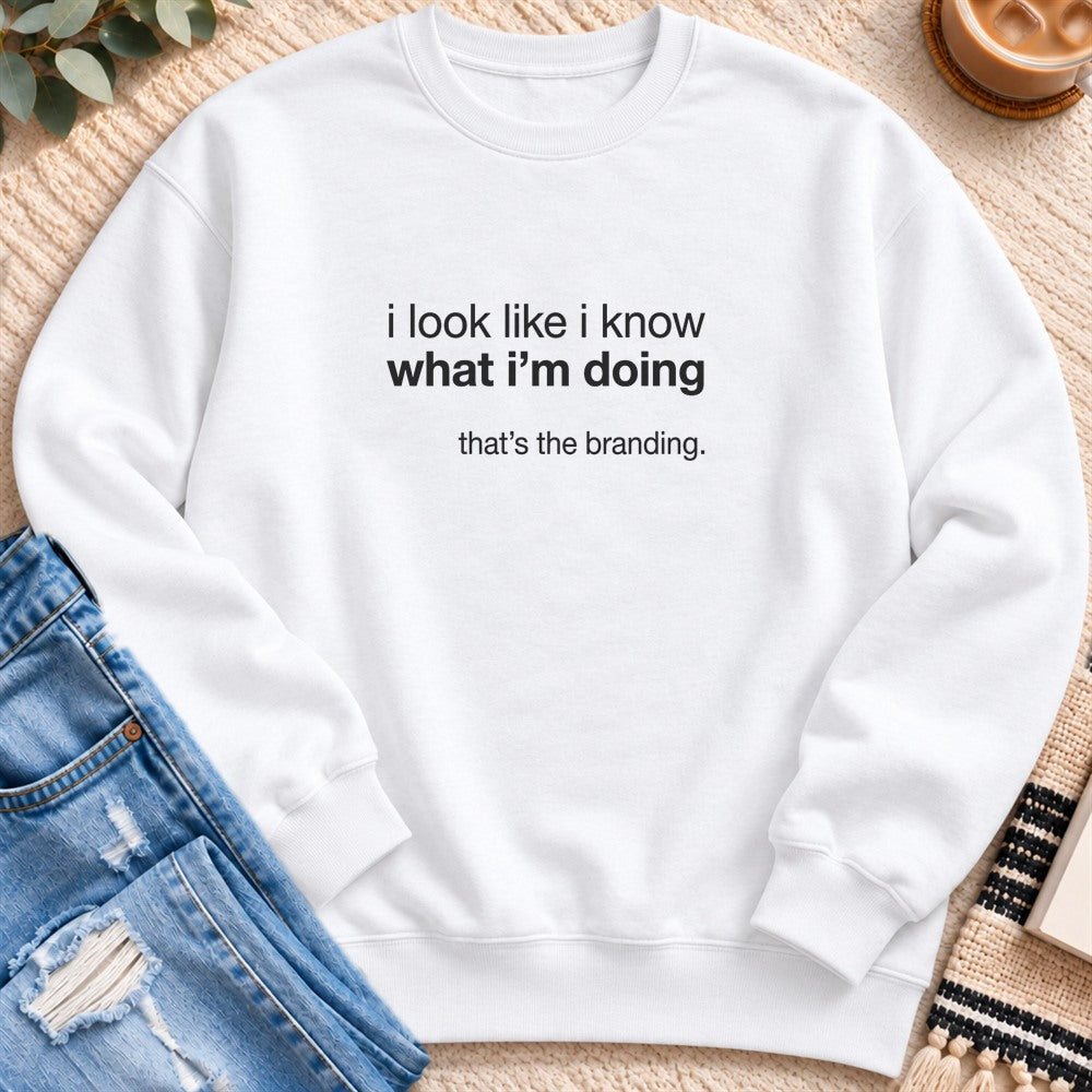 That's the Branding Sweatshirt in White - Quiet Chaos Co unisex mental health sweatshirt