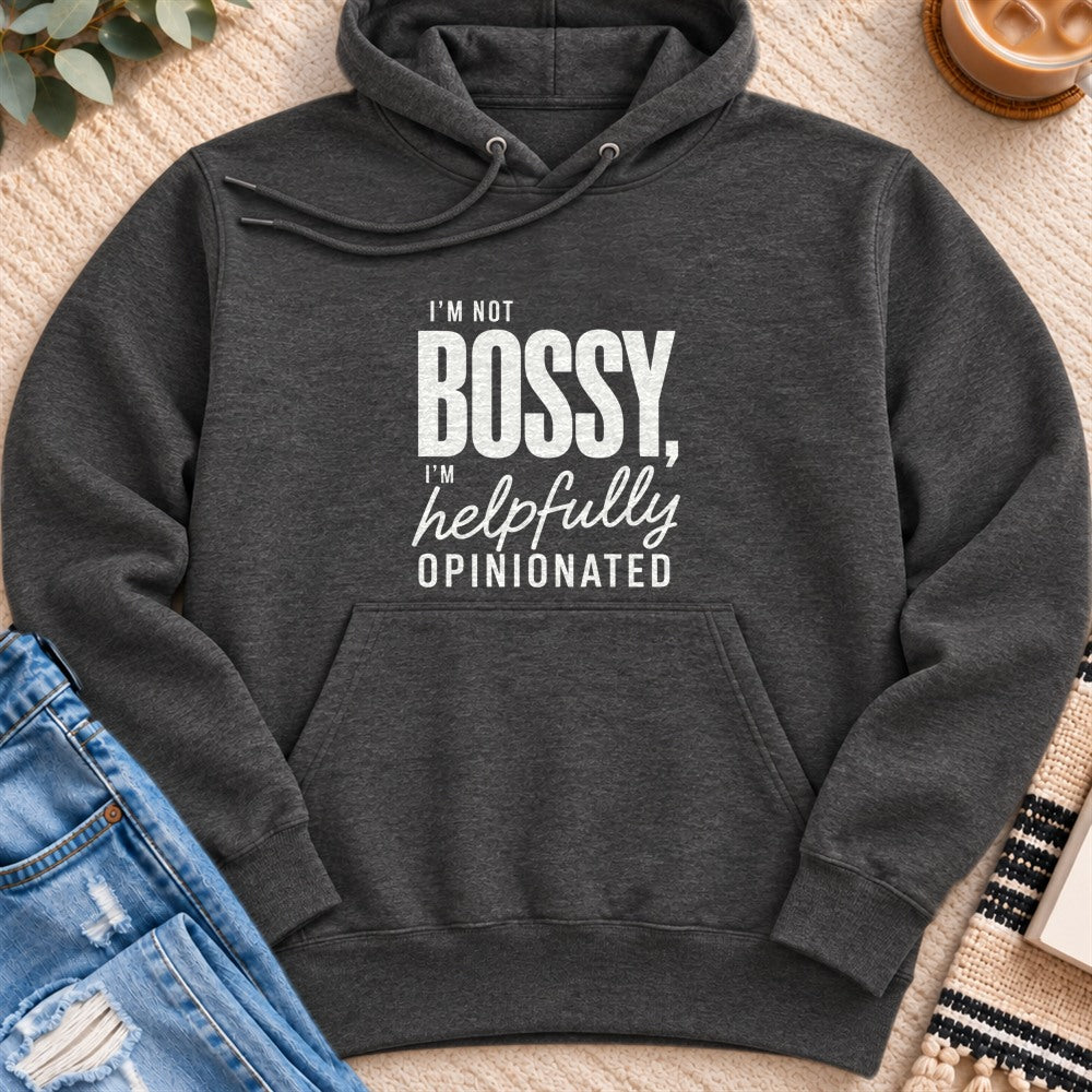 I'm not Bossy Premium Hoodie in Charcoal Heather - Quiet Chaos Co unisex mental health hoodie
