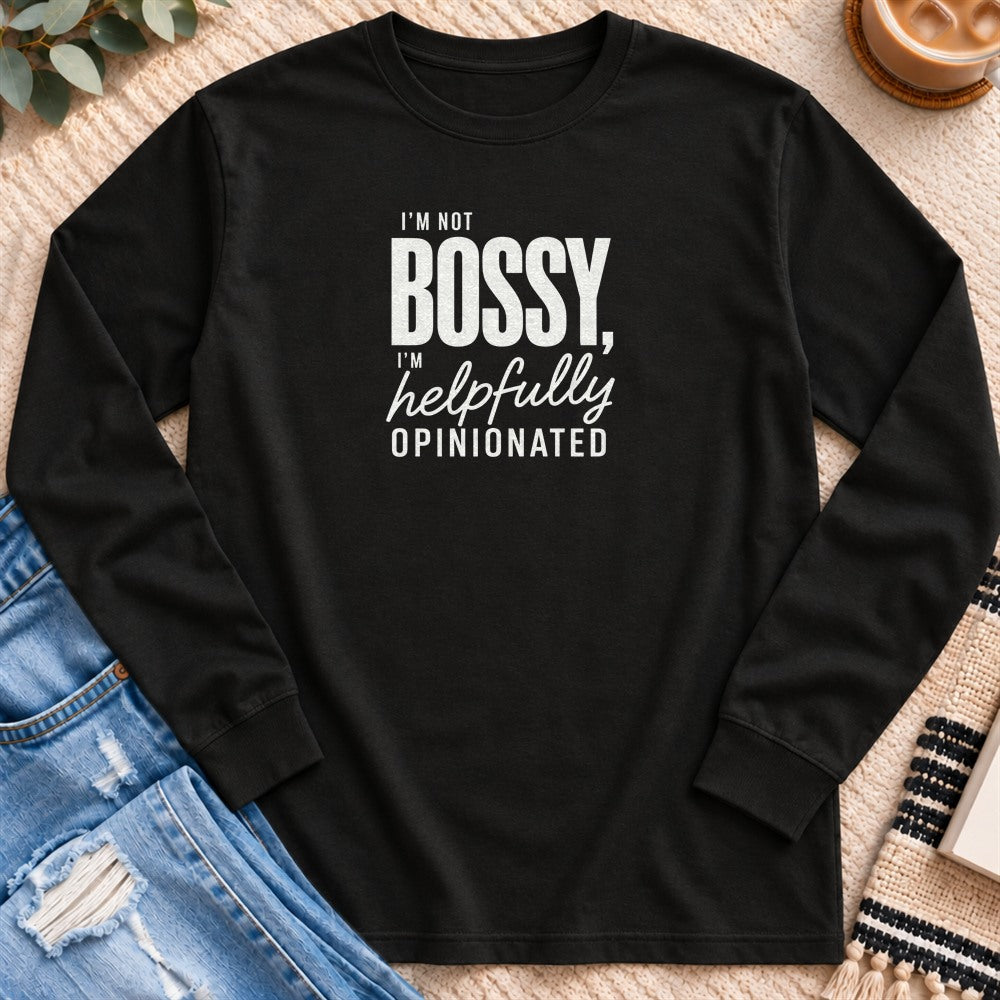 I'm not Bossy Long Sleeve in Black - Quiet Chaos Co unisex mental health long sleeve tee