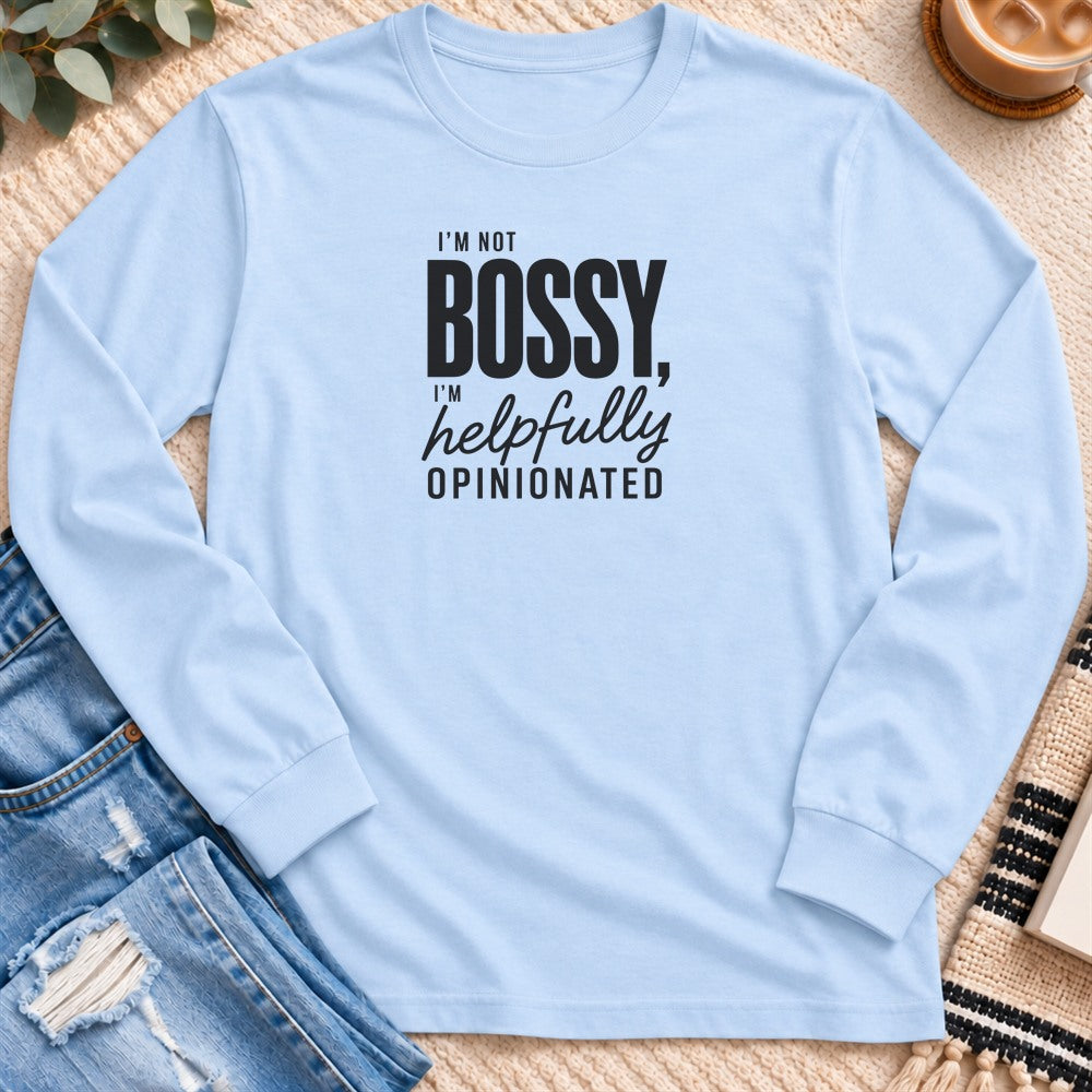 I'm not Bossy Long Sleeve in Light Blue - Quiet Chaos Co unisex mental health long sleeve tee