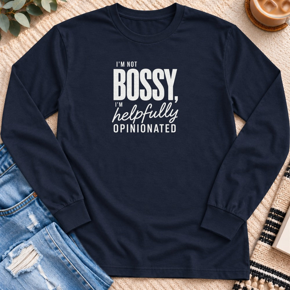 I'm not Bossy Long Sleeve in Navy - Quiet Chaos Co unisex mental health long sleeve tee