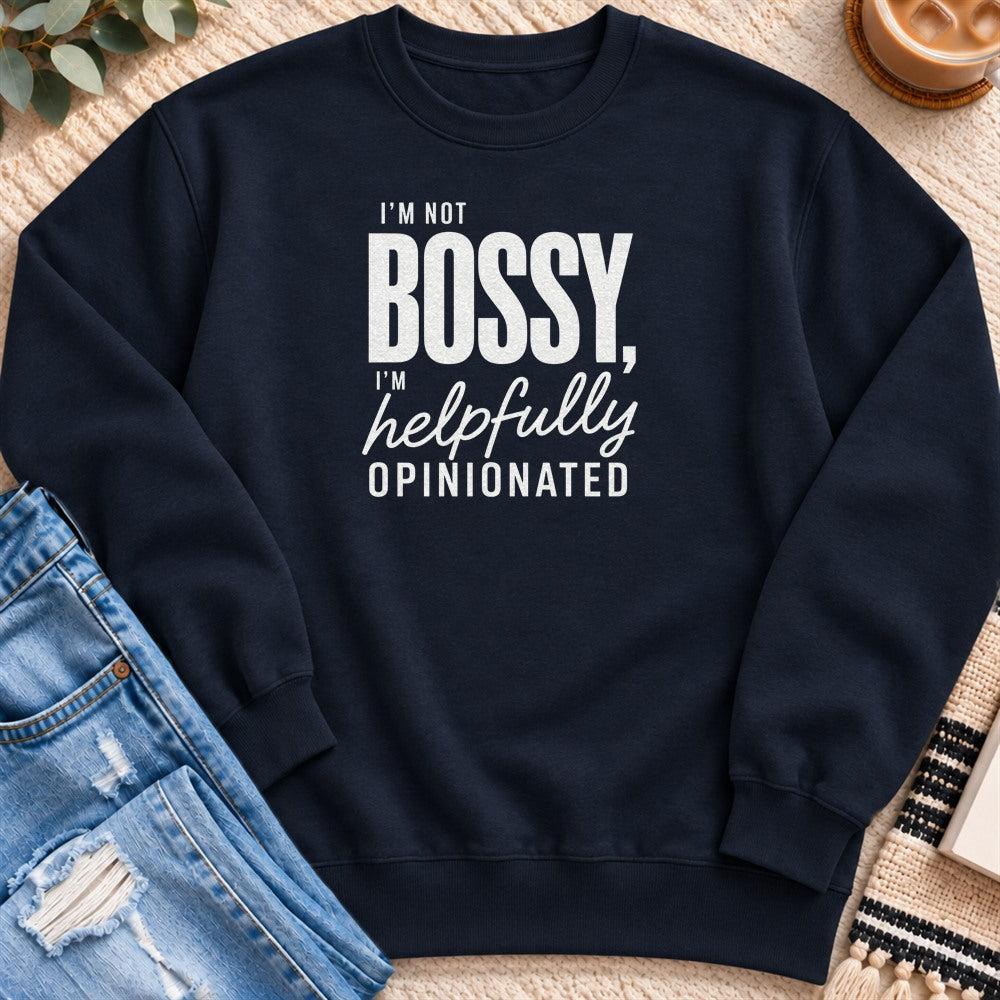 I'm not Bossy Sweatshirt in Navy - Quiet Chaos Co unisex mental health sweatshirt