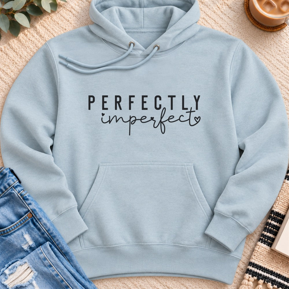 Perfectly Imperfect Premium Hoodie in Blue Mist - Quiet Chaos Co unisex mental health hoodie