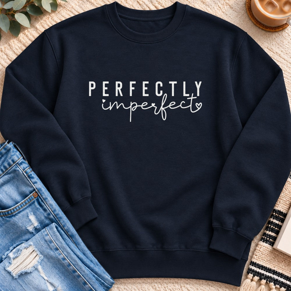 Perfectly Imperfect Sweatshirt in Navy - Quiet Chaos Co unisex mental health sweatshirt