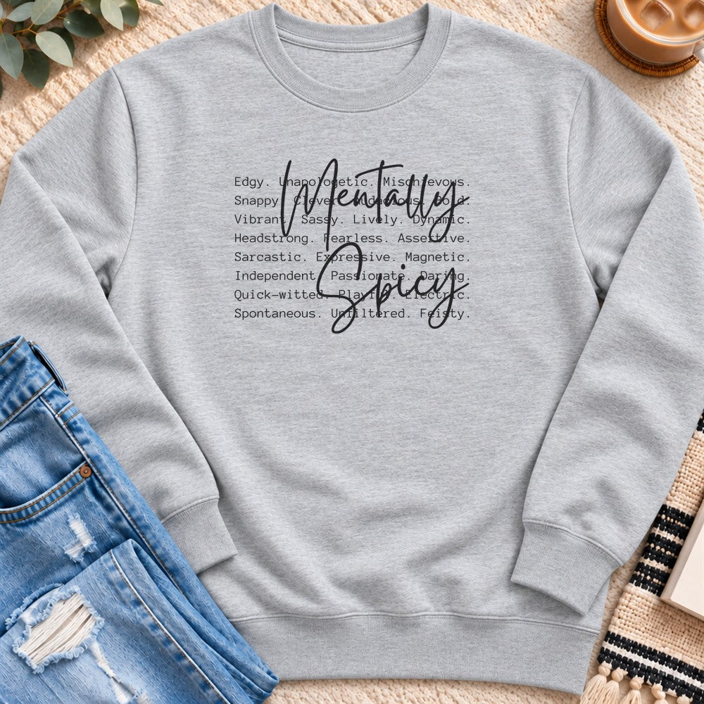 Mentally Spicy Sweatshirt in Heather Grey - Quiet Chaos Co unisex mental health sweatshirt