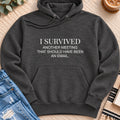 I Survived Another Meeting Premium Hoodie in Charcoal Heather - Quiet Chaos Co unisex mental health hoodie