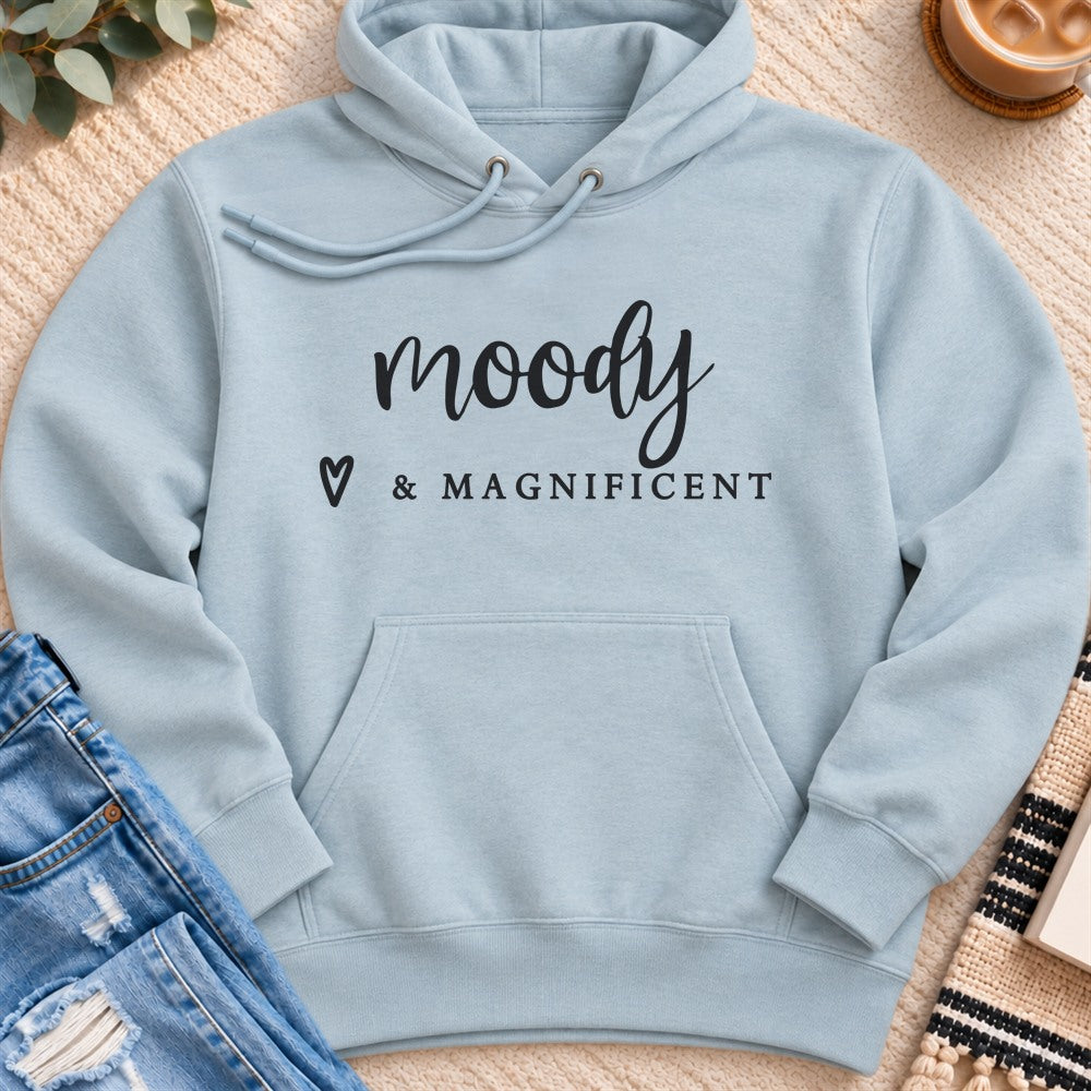 Moody & Magnificent Premium Hoodie in Blue Mist - Quiet Chaos Co unisex mental health hoodie