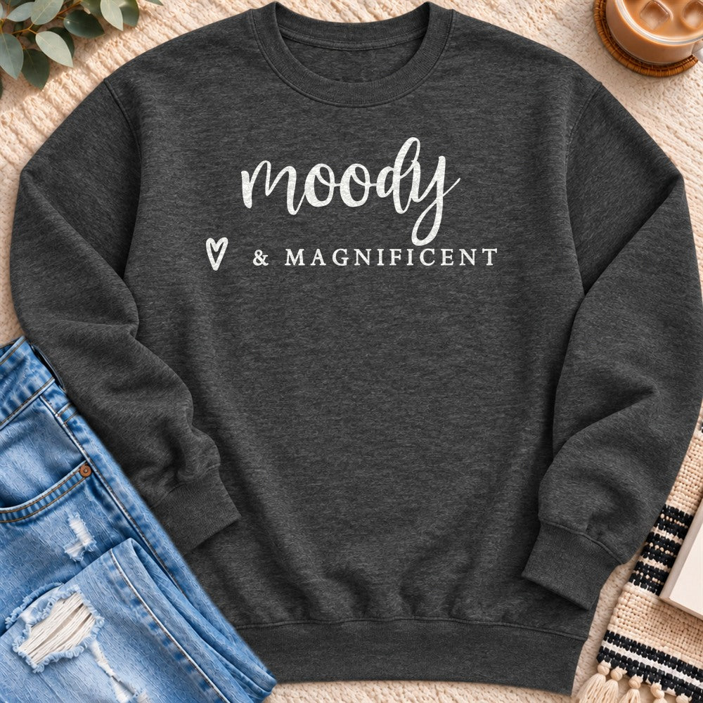 Moody & Magnificent Sweatshirt in Charcoal Heather - Quiet Chaos Co unisex mental health sweatshirt