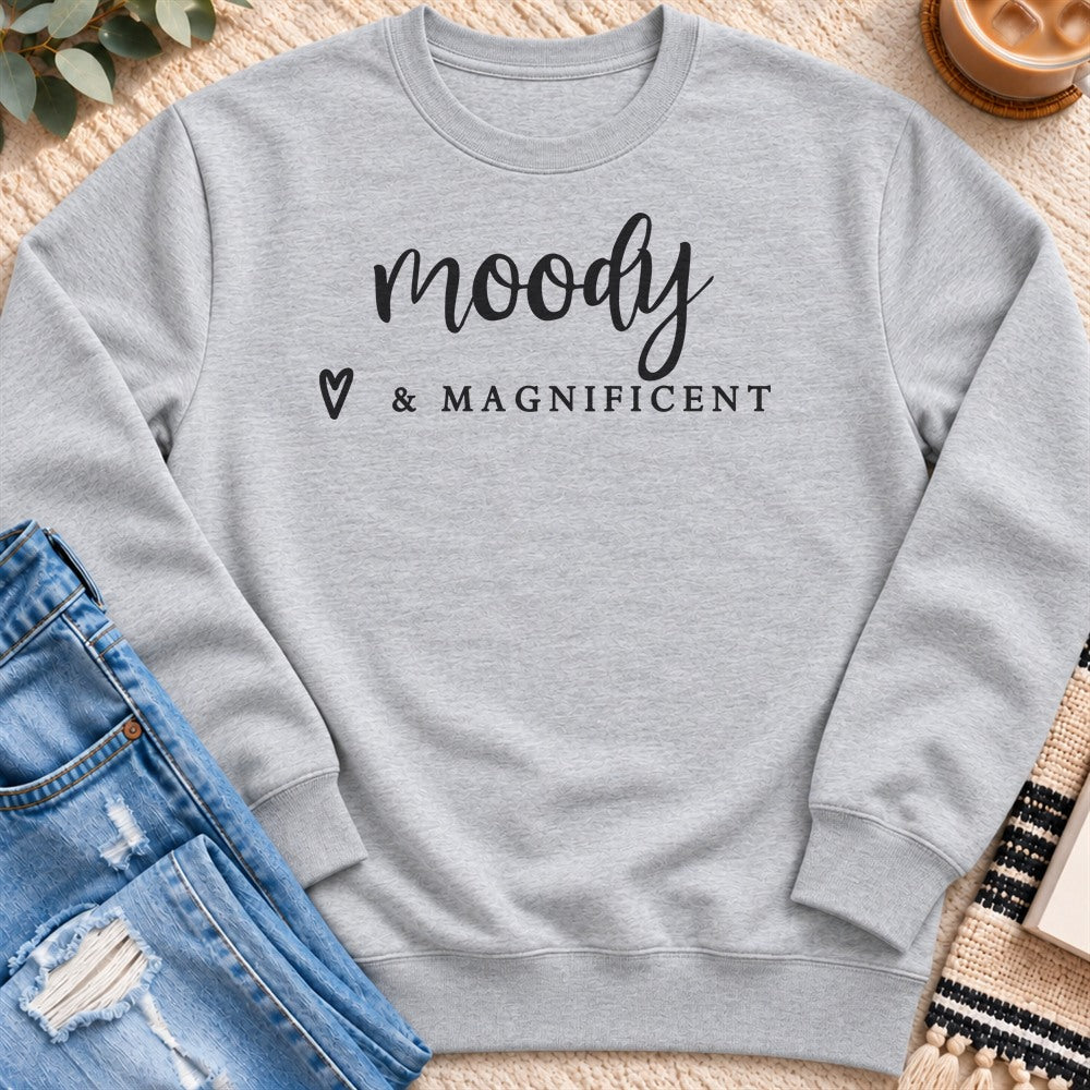 Moody & Magnificent Sweatshirt in Heather Grey - Quiet Chaos Co unisex mental health sweatshirt