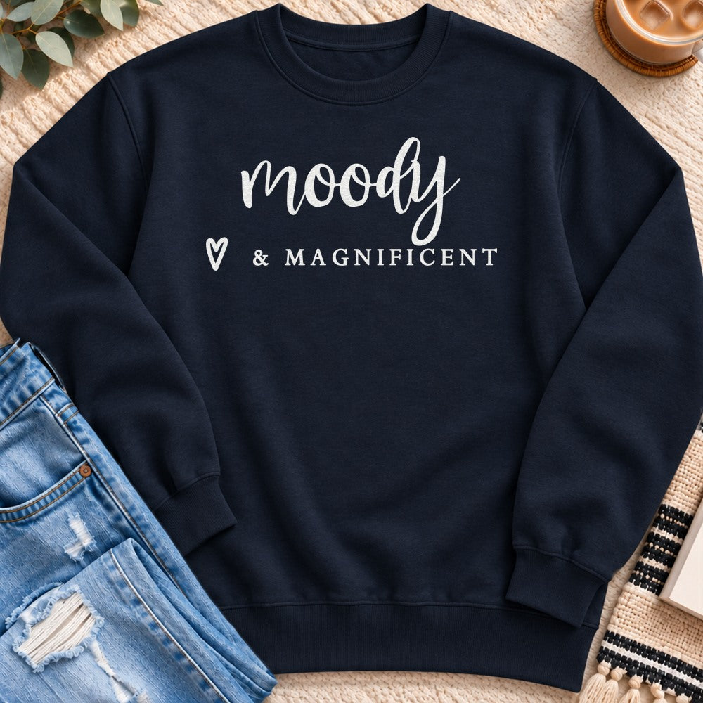 Moody & Magnificent Sweatshirt in Navy - Quiet Chaos Co unisex mental health sweatshirt