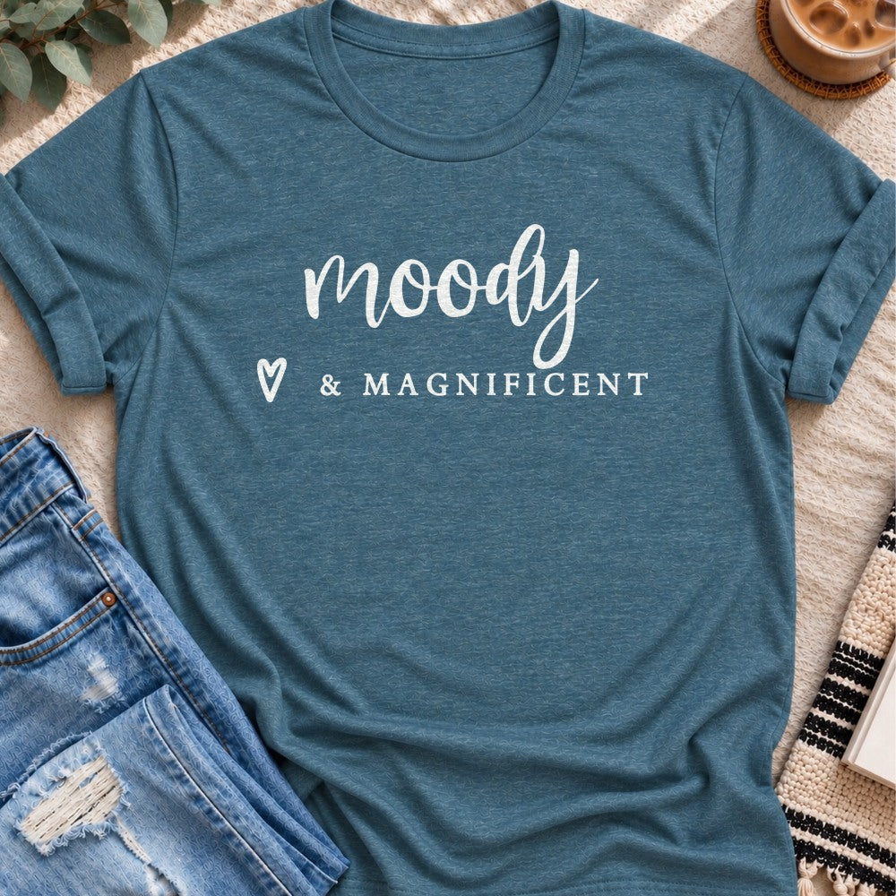 Moody & Magnificent T-Shirt in Heather Deep Teal - Quiet Chaos Co unisex mental health tee