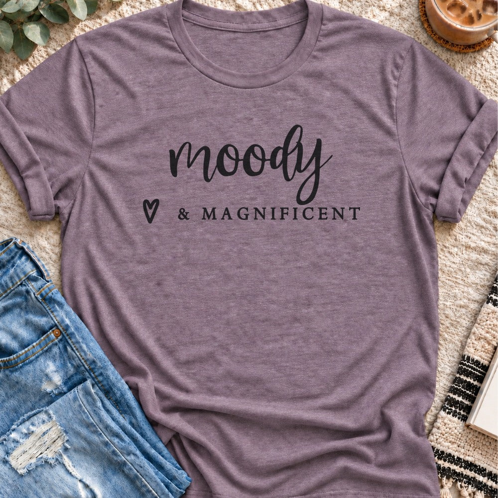 Moody & Magnificent T-Shirt in Heather Purple - Quiet Chaos Co unisex mental health tee