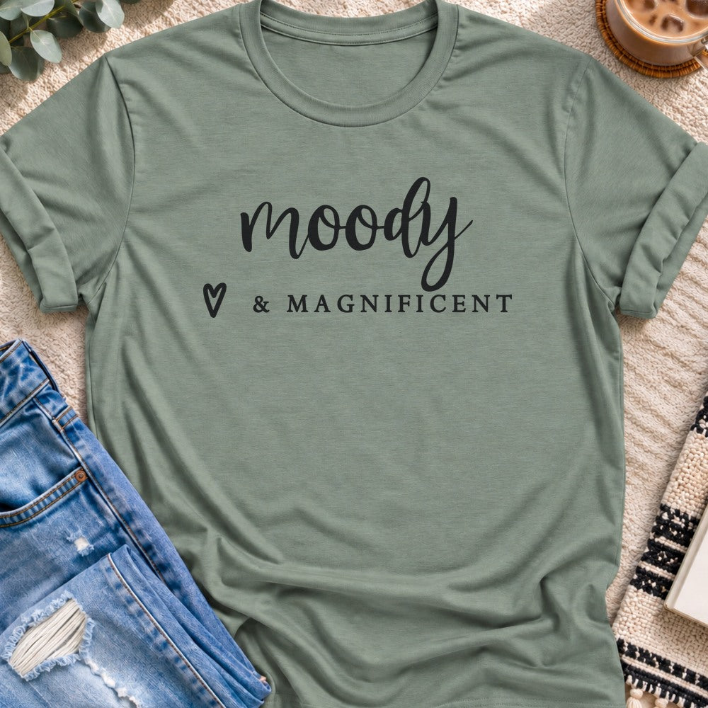 Moody & Magnificent T-Shirt in Sage - Quiet Chaos Co unisex mental health tee