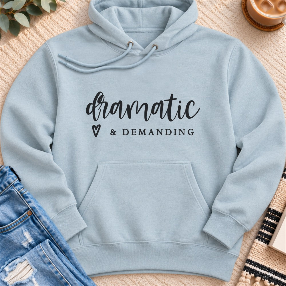 Dramatic & Demanding Premium Hoodie in Blue Mist - Quiet Chaos Co unisex mental health hoodie
