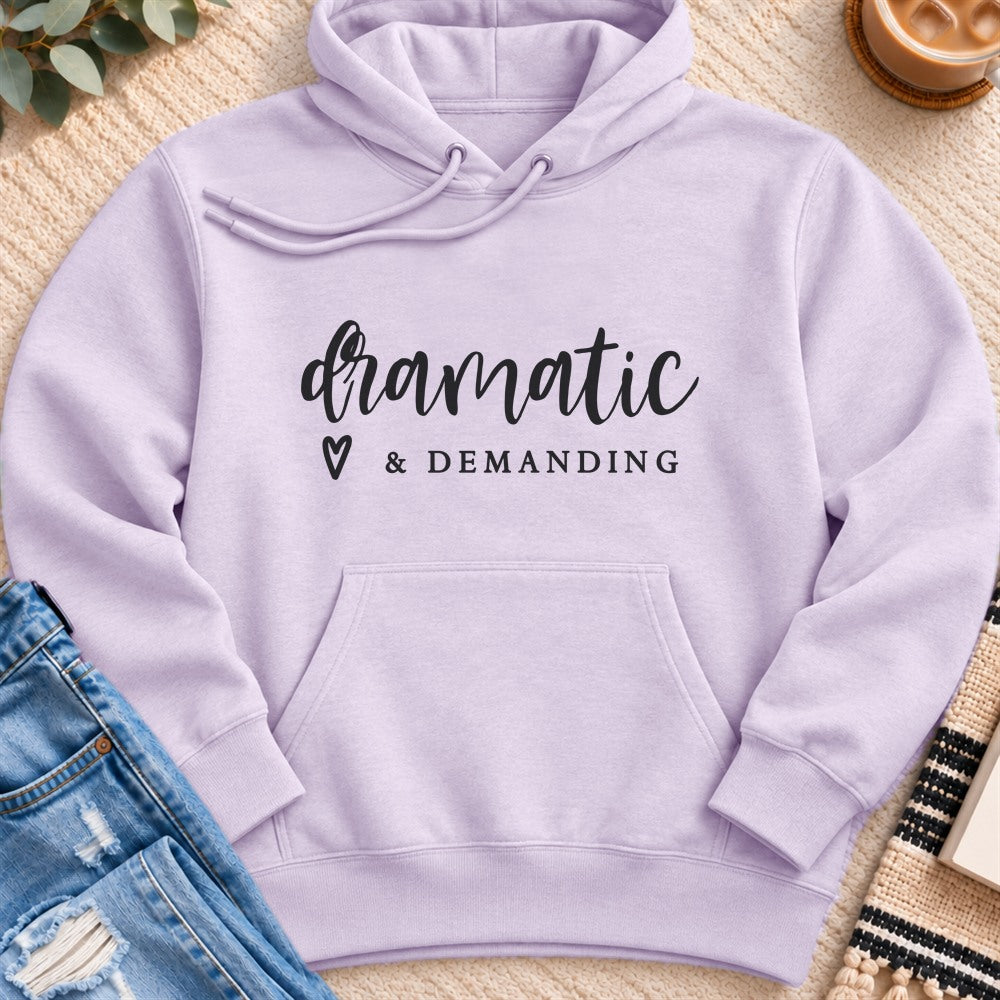 Dramatic & Demanding Premium Hoodie in Lilac - Quiet Chaos Co unisex mental health hoodie