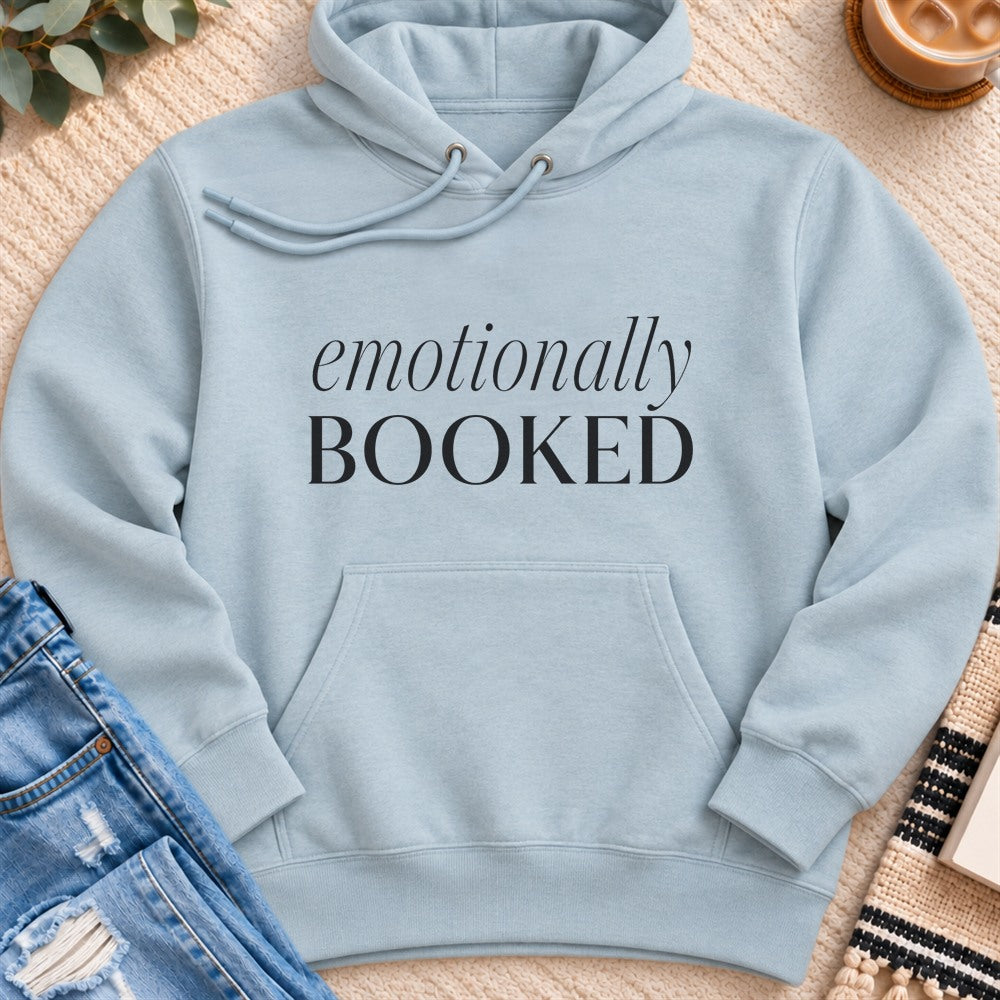 Emotionally Booked Premium Hoodie in Blue Mist - Quiet Chaos Co unisex mental health hoodie
