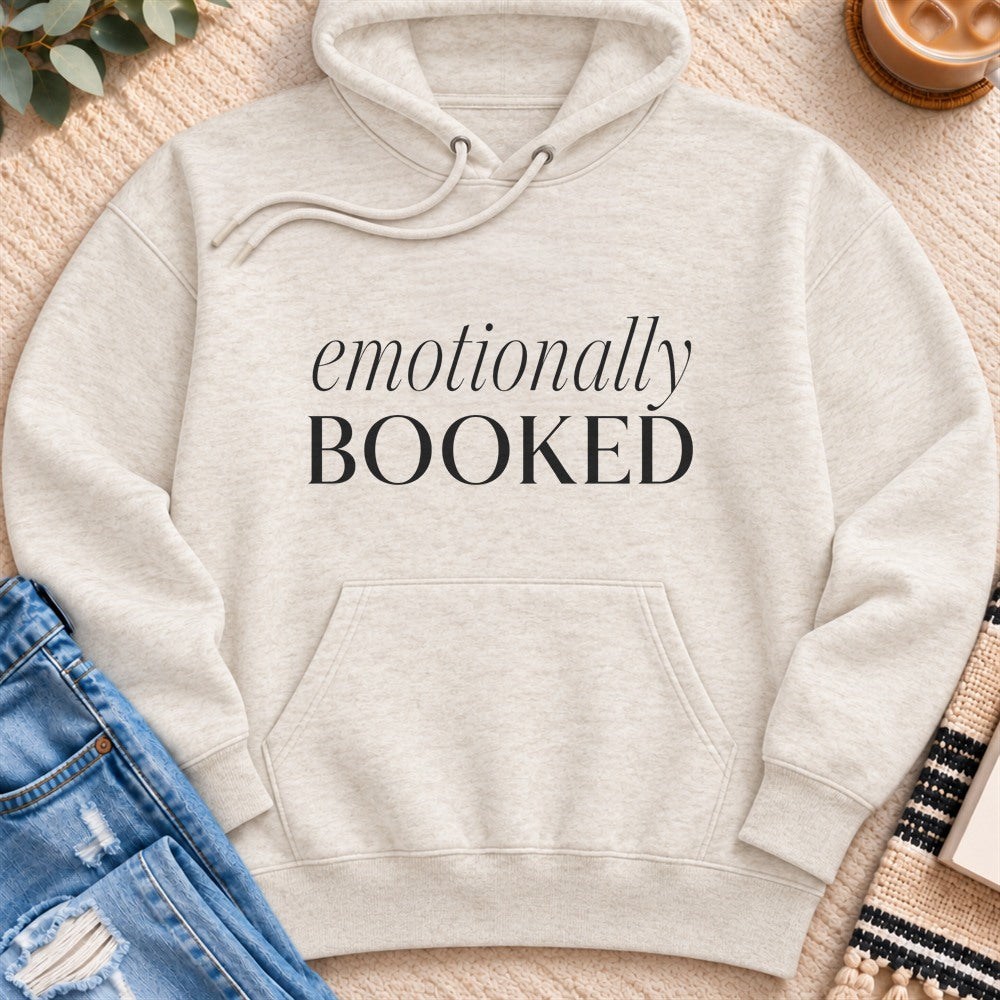 Emotionally Booked Premium Hoodie in Oatmeal Heather - Quiet Chaos Co unisex mental health hoodie