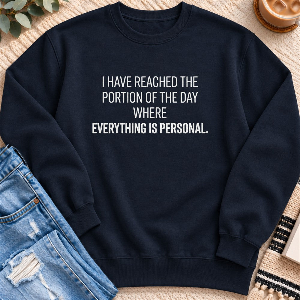 Everything Is Personal Sweatshirt in Navy - Quiet Chaos Co unisex mental health sweatshirt