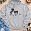 I Am Not Mad, That's Just My Face Premium Hoodie in Heather Grey - Quiet Chaos Co unisex mental health hoodie