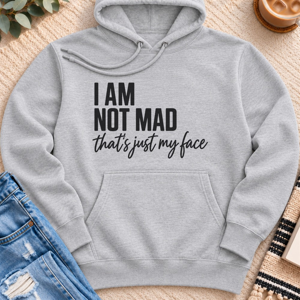 I Am Not Mad, That's Just My Face Premium Hoodie in Heather Grey - Quiet Chaos Co unisex mental health hoodie
